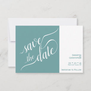 Reserve A Data Casamento Teal Minimalista Da Caligrafia Elegante