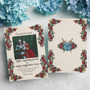 Reserve A Data Casamento Temático D20 Monograma Rosas Vermelhas R