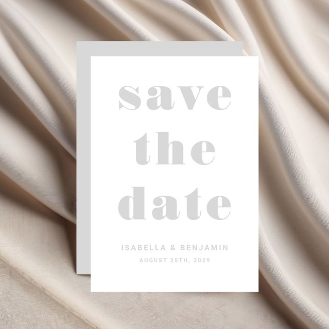 Reserve A Data Casamento Tipografia Cinza Moderna (Modern Gray Typography Wedding Save The Date)
