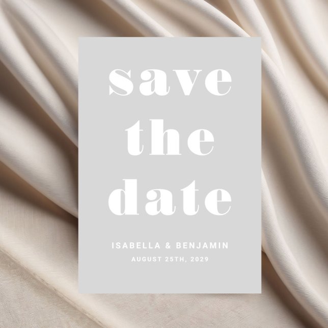 Reserve A Data Casamento Tipografia Cinza Moderna (Modern Gray Typography Wedding Save The Date)