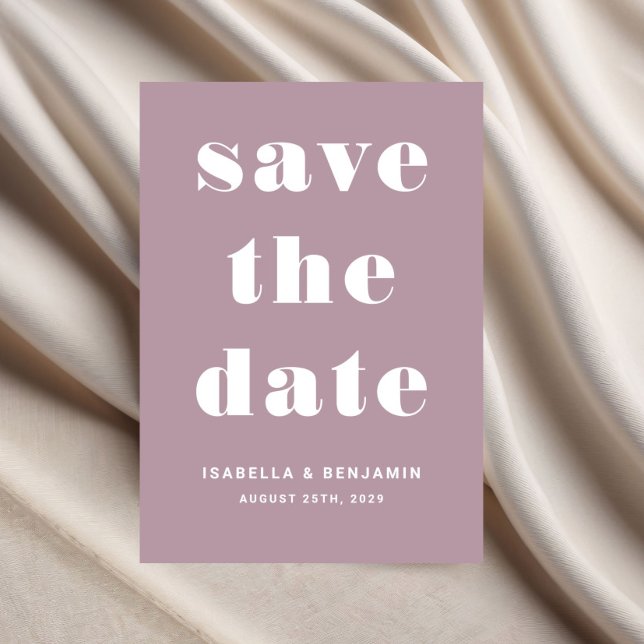 Reserve A Data Casamento Tipografia Moderno Rosa-Malva (Pink Mauve Modern Typography Wedding Save The Date)