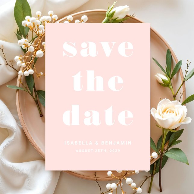 Reserve A Data Casamento Tipografia Rosa Bege Moderna (Modern Blush Pink Typography Wedding Save The Date)