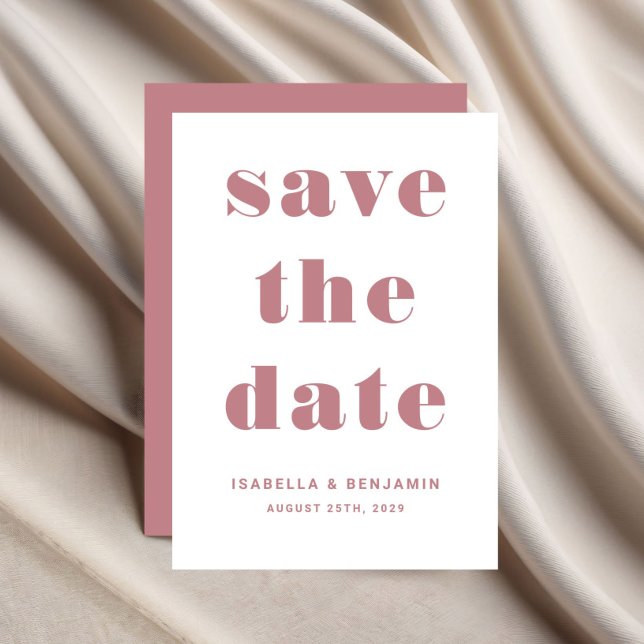 Reserve A Data Casamento Tipografia Rosa Moderna (Modern Pink Dusty Rose Typography Wedding Save The Date)