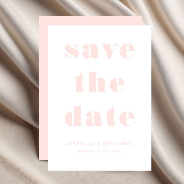 Reserve A Data Casamento Tipografia Rosa Moderno (Modern Blush Pink Typography Wedding Save The Date)
