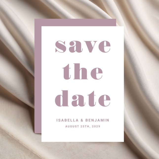Reserve A Data Casamento Tipografia Rosa Moderno Bege (Modern Mauve Pink Typography Wedding Save The Date)