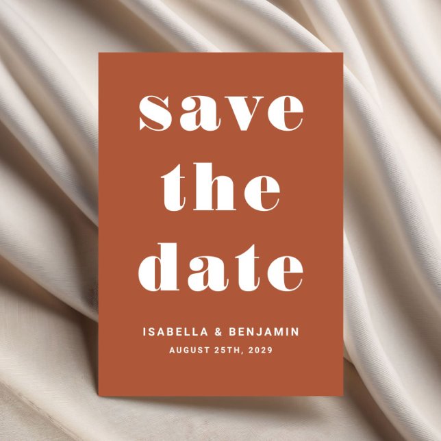 Reserve A Data Casamento Tipografia Terracota Moderna (Modern Terracotta Typography Wedding Save The Date)