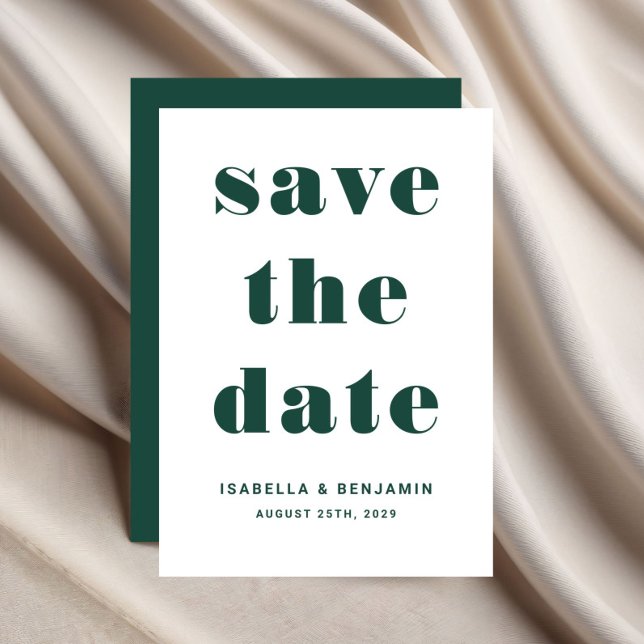 Reserve A Data Casamento Tipografia Verde Esmeralda Moderna (Modern Emerald Green Typography Wedding Save The Date)