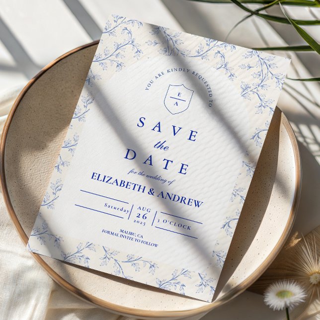 Reserve A Data Casamento Tradicional com Chinoiserie Azul (Criador carregado)