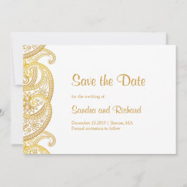 Reserve A Data Casamento Tradicional Indiano com Paisley Dourado