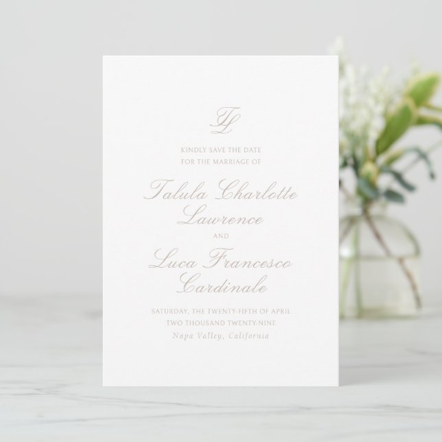 Reserve A Data Casamento Tradicional Neutro Elegante e Sofisticad (Em pé/Frente)