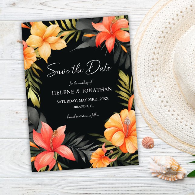 Reserve A Data Casamento tropical botânico floral (Floral Botanical Tropical Wedding Save The Date)