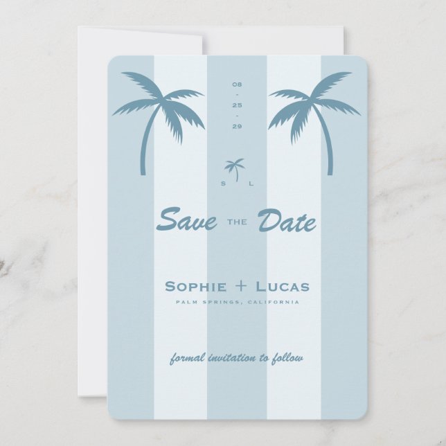 Reserve A Data Casamento Tropical de Praia com Monograma de Palme (Frente)