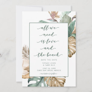 Reserve A Data Casamento Tropical Floral Beach Salvar a Data