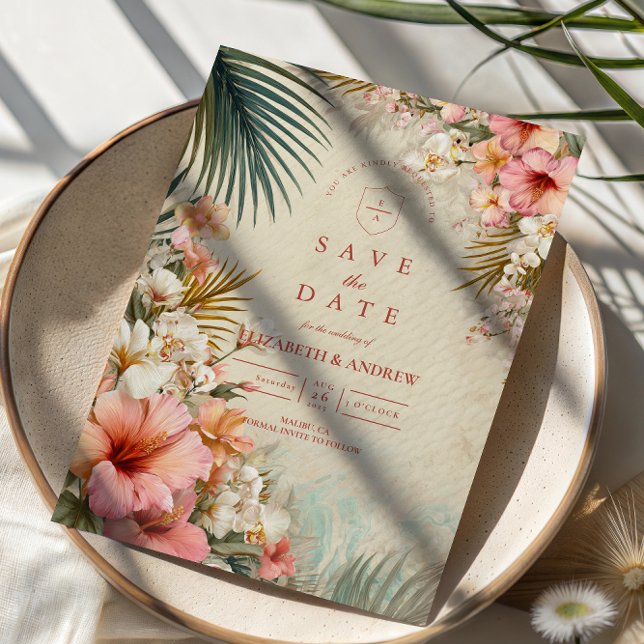 Reserve A Data Casamento Tropical Floral no Destino (Criador carregado)