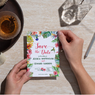 Reserve A Data Casamento Tropical Hibiscus Havaiano Salve A Data