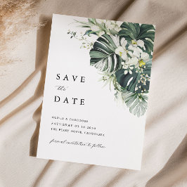 Reserve A Data Casamento Tropical Monstera Verde Salvia