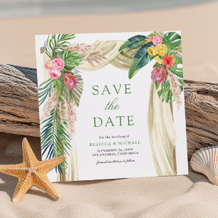 Reserve A Data Casamento Tropical Palm Beach Boho Pampas Arch