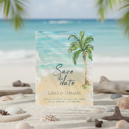 Reserve A Data Casamento Tropical Palm Beach Watercolor