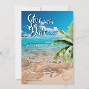 Reserve A Data Casamento Tropical Palm Tree Beach de Turquoise