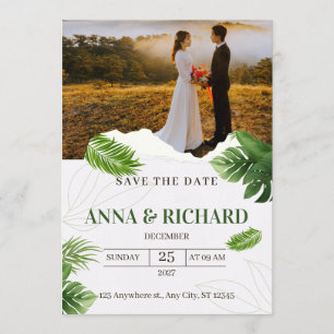 Reserve A Data Casamento Tropical Romântico Salve A Data