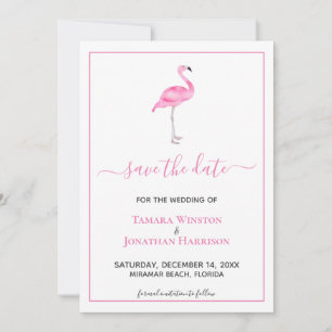 Reserve A Data Casamento Tropical Rosa Flamingo Modern Beach