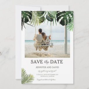 Reserve A Data Casamento tropical Salve a data Foto Fern Monstera