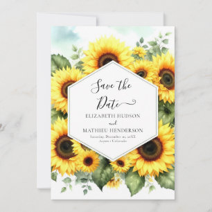 Reserve A Data Casamento Único Chic Sunflower