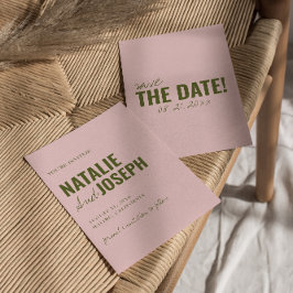 Reserve A Data Casamento Único De Brincadeiras Verdes-Rosa Modern