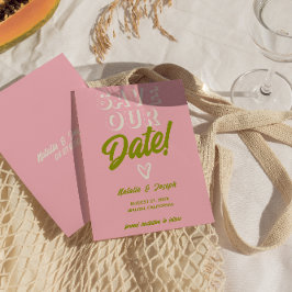 Reserve A Data Casamento Único de Diversão Funky Bold Colorida Re