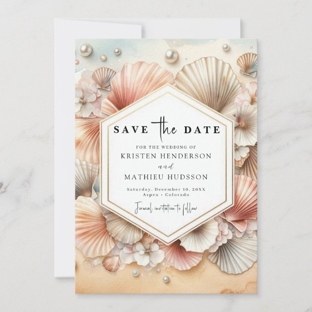 Reserve A Data Casamento Único de Praia Tropical (Frente)