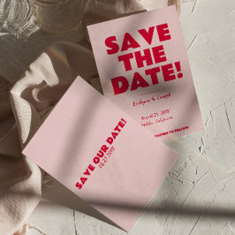 Reserve A Data Casamento Único Moderno Funky Brilhante Cor-de-Ros