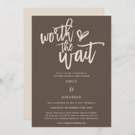 Reserve A Data Casamento Vale a Espera Script Creme Marrom