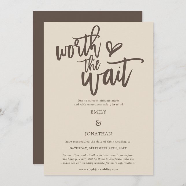 Reserve A Data Casamento Valendo o Creme Brown do Script de Esper (Frente/Verso)