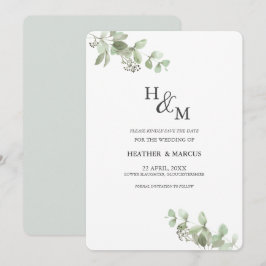 Reserve A Data Casamento Verde Botânico Eucalipto Sofisticado S