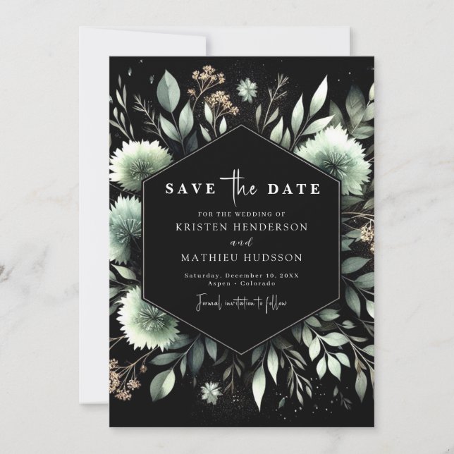 Reserve A Data Casamento Verde Clássico Chic Floral Sage (Frente)