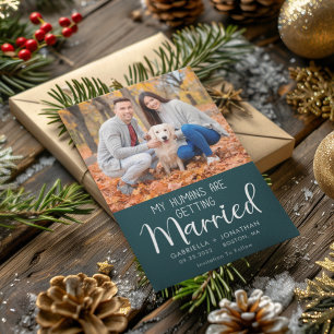 Reserve A Data Casamento Verde Com Foto De Cachorro Casado