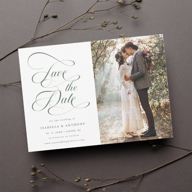 Reserve A Data Casamento Verde Da Elegante Calliografia Salva O (Criador carregado)