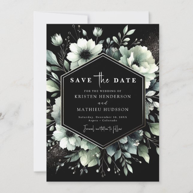 Reserve A Data Casamento Verde da Elegante Typografia Sage (Frente)