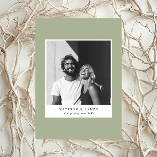Reserve A Data Casamento Verde de Foto Casual Ultra Minimal