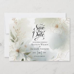 Reserve A Data Casamento Verde de Sage Floral de Molho