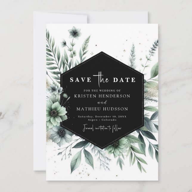 Reserve A Data Casamento Verde de Sage Personalizado Único (Frente)
