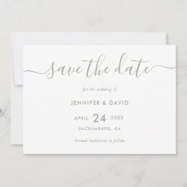 Reserve A Data Casamento Verde Elegante do Script Moderno Sage