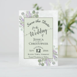 Reserve A Data Casamento Verde Eucalyptus e Calliografia Lavanda