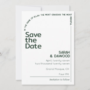 Reserve A Data Casamento Verde Mínimo e Elegante Muçulmano Branco