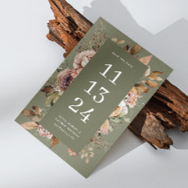 Reserve A Data Casamento Verde Oliva Sábio | Floral Elegante Terr