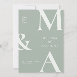 Reserve A Data Casamento Verde Sage Minimalista Moderna Salvar a 