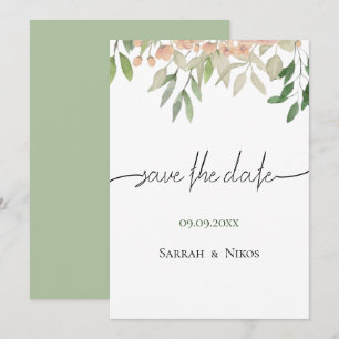 Reserve A Data Casamento Verde Suave da Boêmia Elegante