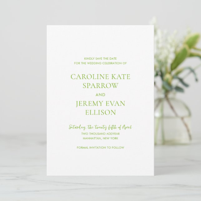 Reserve A Data Casamento Verde Vibrante Limpo Código QR Elegante (Em pé/Frente)