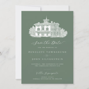 Reserve A Data Casamento Verde Vintage, Italiano, Villa Sage