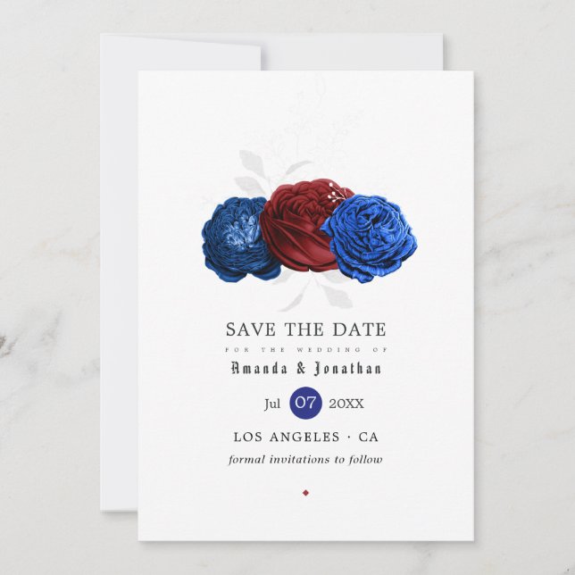 Reserve A Data Casamento Vermelho Branco e Azul no Dia 4 de Julho (Frente)